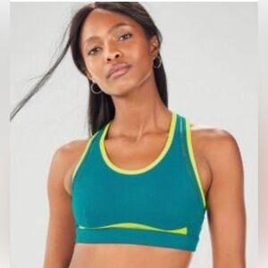 Fabletics  Teal and Lime Women's Sports Bra  high impact